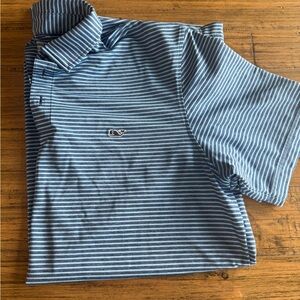 Vineyard Vines Blue and White Narrow-Stripe Polo size medium
